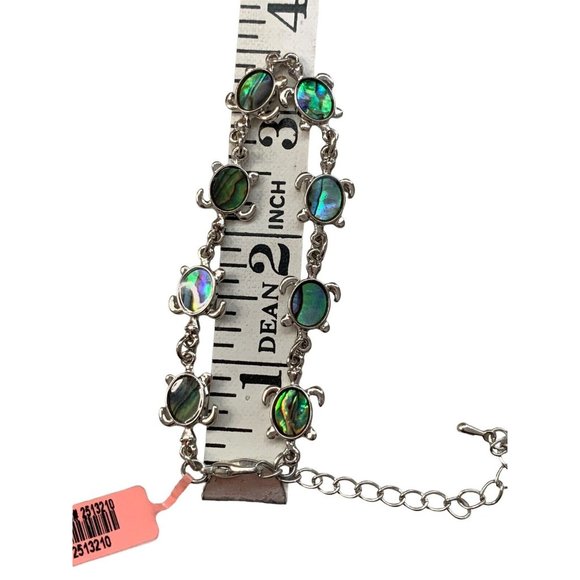 Turtle Bracelet Chain Link Adj C-Clasp Sea Turtle ABALONE Shell Swirl Jewelry - Picture 6 of 6